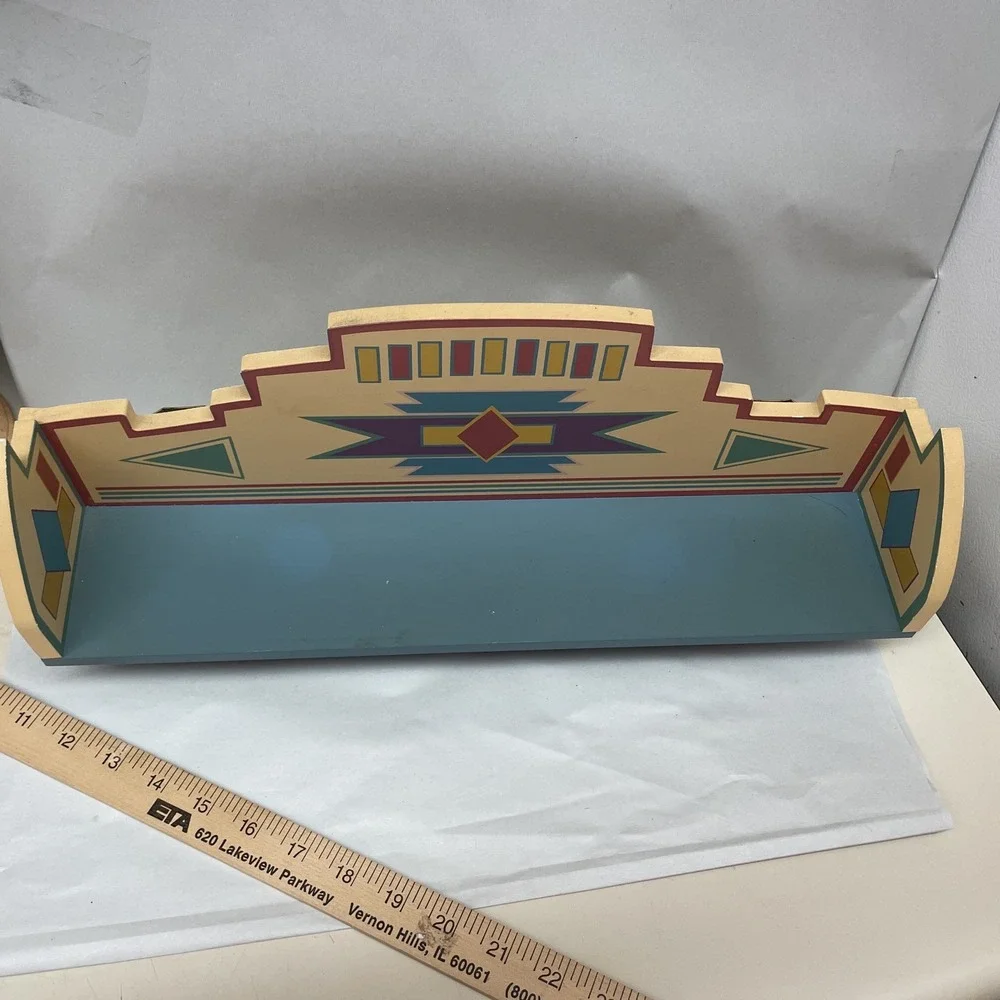 Southwestern Boho Chic Aztec 3 Peg Coat Rack Display Shelf Decor